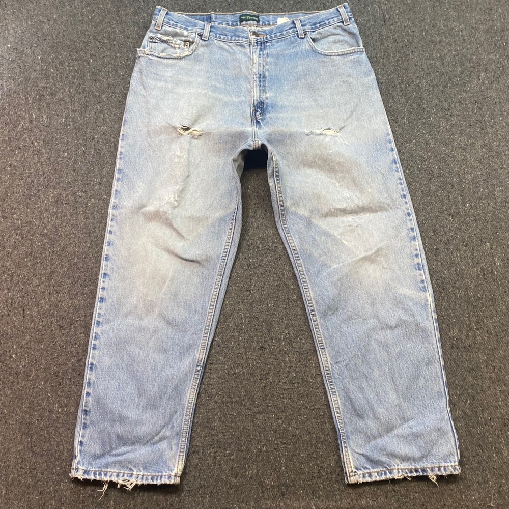 Dockers Recode Jeans Sz 36 Mens Blue Grunge Distressed Straight Leg Light Wash